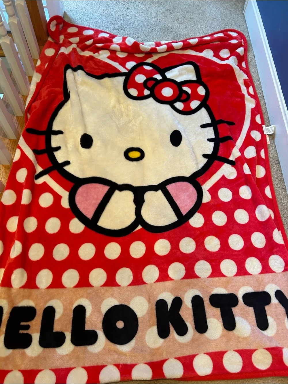Northwest Red White Polka Dot Hello Kitty Plush Throw